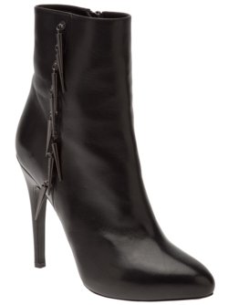 Black leather heeled boots