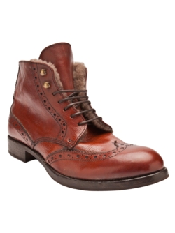 Fur lined men's leather boots