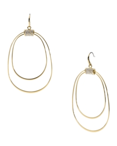 Thin oval earrings with rhinestones