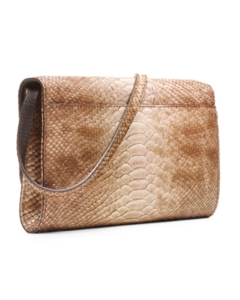 Leather clutch bag with python print